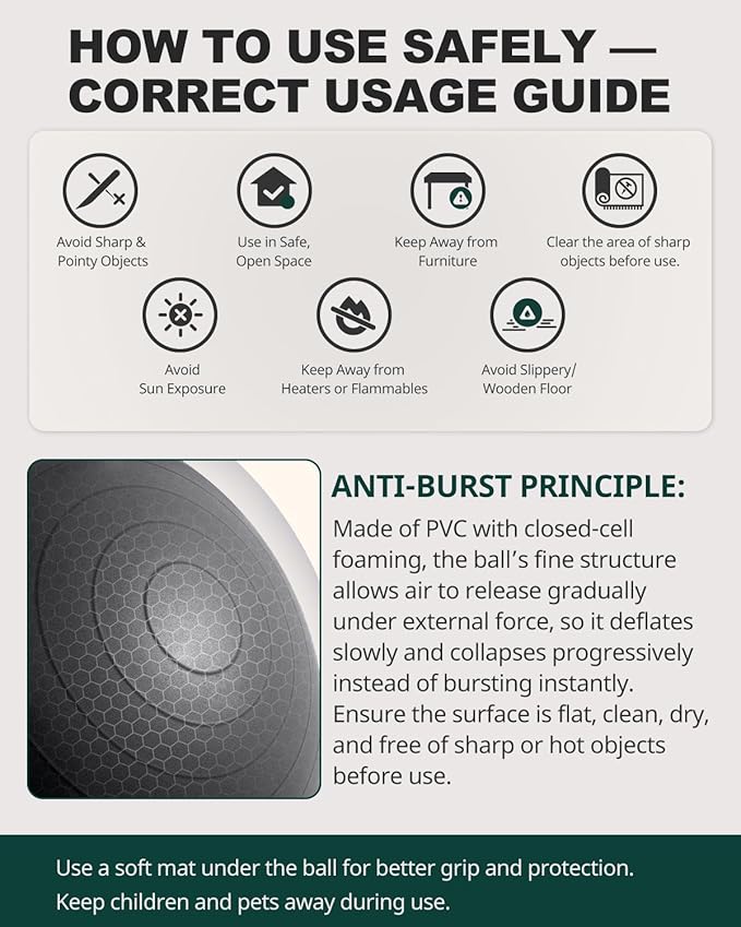 Trideer Exercise Ball for Yoga, Pilates & Fitness – Stability Ball Equipment for Home Gym & Office Chair, Core & Balance Training Accessories, Physical Therapy Equipment, Quick Pump Included, 5 Sizes