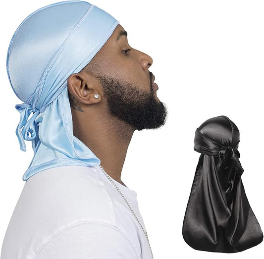 ForceWave 2 Pieces Silky Durag Pack for Men Women Waves, Premium Satin Deluxe Du-rag