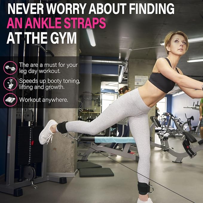 Ankle Strap for Cable Machine Attachments, Gym Accessories for Women and Men, Neoprene Ankle Cuffs for glute Kickback, Leg Workouts ande Booty Hip Abductors Exercise