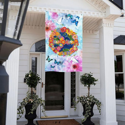 Love Peace Flower Flag 3x5 Ft Outdoor Indoor World Peace Flags Garden Yard Banner Outside Decorative Sign