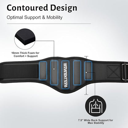 MANUEKLEAR Gym Weight Lifting Belt Weight Lifting Workout Weightlifting Powerlifting Belt for Men Women - 7.5inch - Bodybuilding Fitness Back Support for Cross Training, Squats, Lunges