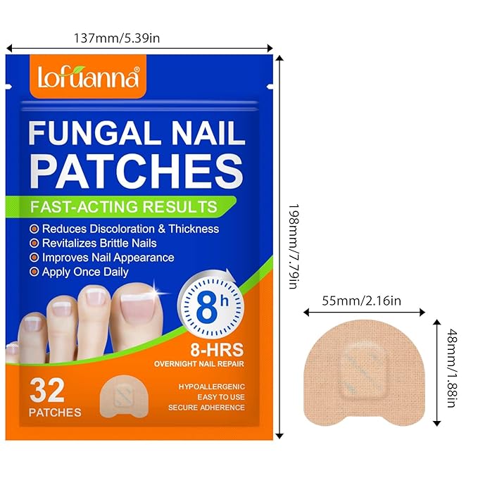 Toenail Treatment Extra Strength - 32 Pcs Nighttime Nail Patches, Overnight Toe Nail Treatments for Damaged Nails Foot Nails Repair and Care, 8-Hour Restores Healthy Appearance (2PCS)