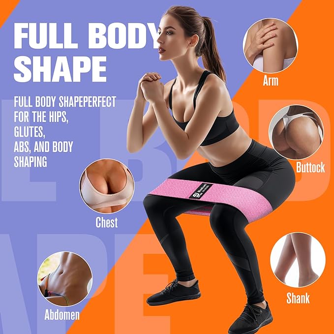 Fabric Resistance Bands Set – Booty Bands for Legs & Glutes, 3 Resistance Levels, Non-Slip Workout Bands for Women & Men, Ideal for Yoga, Pilates, Fitness, and Home Workouts