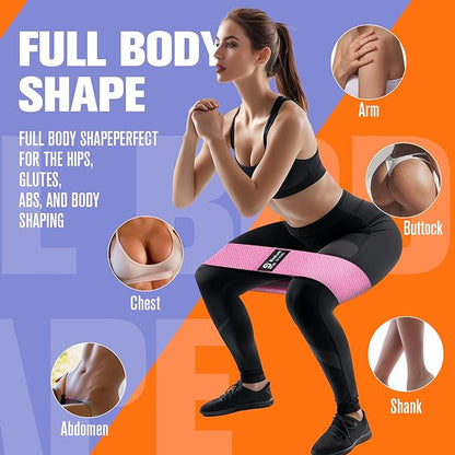 Fabric Resistance Bands Set – Booty Bands for Legs & Glutes, 3 Resistance Levels, Non-Slip Workout Bands for Women & Men, Ideal for Yoga, Pilates, Fitness, and Home Workouts