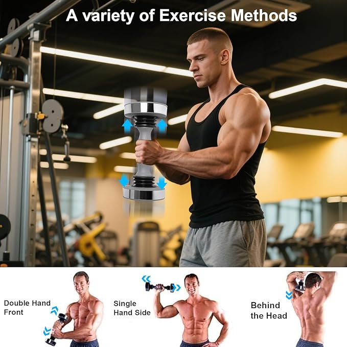 2025 Fitness Equipment Shaking Dumbbells - Single Dumbbell Weight Exercise Core Muscle for Shoulders, Chest, Biceps, Triceps, Forearm Exercises, Toning Shake Dumbbell for Man Women(Silver)
