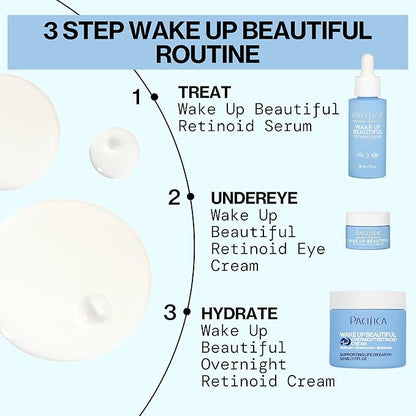 Pacifica Retinol Serum for Face - Wake Up Beautiful Retinoid Night Face Serum - Anti-Aging Skin Care & Skin Brightening - Retinol, Collagen & Antioxidants Vegan & Cruelty-Free Dermatologist Tested