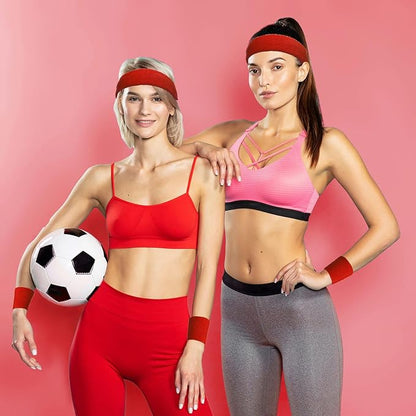 WILLBOND 3 Pcs Sweatbands Set 80s 90s Neon Sports Headband Tennis Striped Sweat Band Sports Competitions Games for Men Women Party Supplies