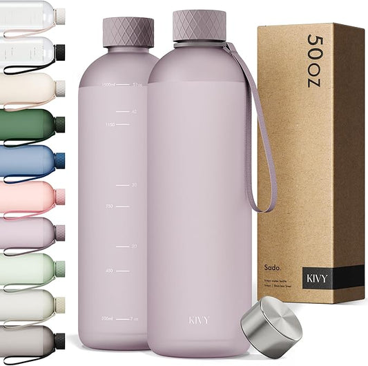 KIVY Tritan Water Bottle 2nd Generation (Purple Taupe, 50oz)