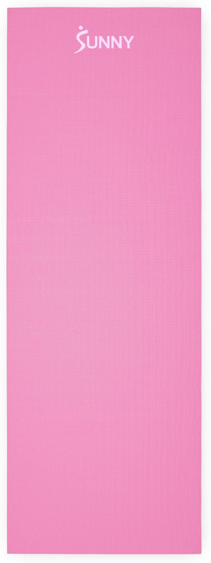 Sunny Health & Fitness Non-Slip Yoga Mat – Durable, Anti-Tear, Lightweight, Cushioned Support for Yoga, Pilates, Stretching Exercises, Meditation and Floor Workouts | Multiple Sizes & Colors