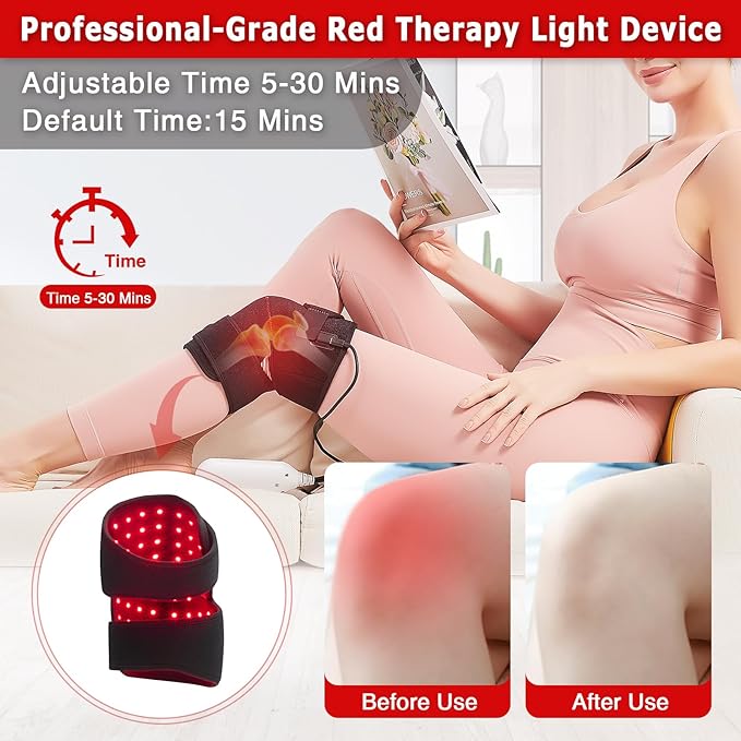 AOBOCO Red Light Therapy Wrap for Knee - 76Pcs 660nm & 152Pcs 850nm Near Infrared Therapy Device Pad for Elbow Shoulder Joint Pain Relief Faster Recovery Great for Athletes & Beyond