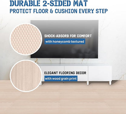 Yes4All 48SQ.FT Wood Grain Puzzle Exercise Mat Protective Flooring, EVA Interlocking Foam Floor Tiles with Border for Home