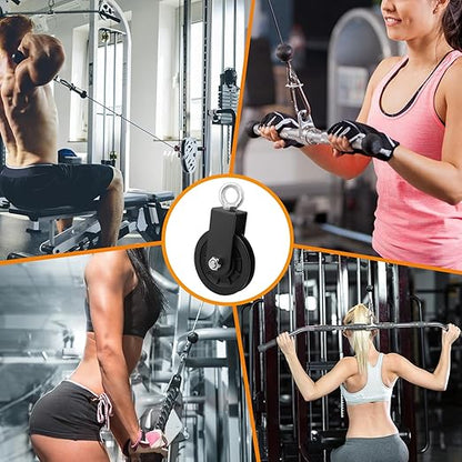 7 Pack 3.54 inch/90 mm Traction Silent Nylon Gym Cable Pulley Wheel, Rotation 360 Degree Traction Wheel, High-Quality, Strong Bearing Capacity,for LAT Pulley System DIY Gym Pulley System. by GENHAKON