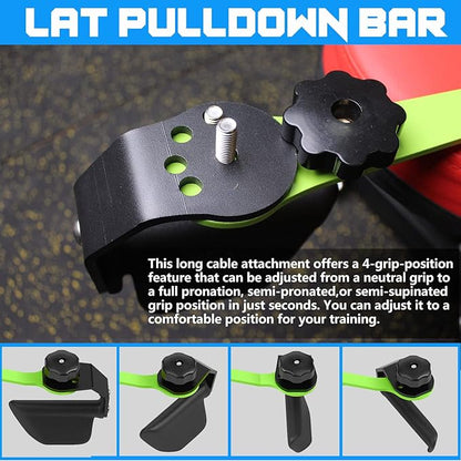 KORIKAHM Adjustable Lat Pull down Bar, Cable Machine Attachments for Gym, Home Gym Fitness T-bar Row Pulldown Attachments, Lat Pull Down Machine Wide Grip Neutral Grip Handle