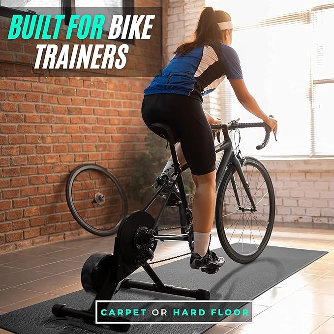 Powr Labs Bike Mat Compatible with Peloton, Treadmill, Exercise Equipment, Elliptical, Walking Pad, Indoor Bike Trainers, Home Gym Workout - Protects Hardwood Floors and Carpet