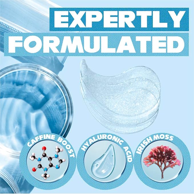 SIRIUS'LY BRIGHT Under Eye Patches 28 Pairs, Reduce Dark Circles Puffiness Bags, Rejuvenate Eye Mask, Eye Gel Pads with Caffeine Boost, Hyaluronic acid, Iris Moss Extract, Gifts for Women and Men