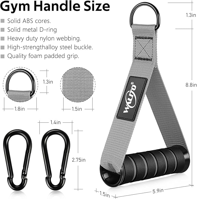 WALITO Exercise Handles, Replacement Cable Machine Attachments for Home Gym Equipment, Pulley System, Pilates, Resistance Bands, Strength Trainer, Heavy Duty Working Out Handles