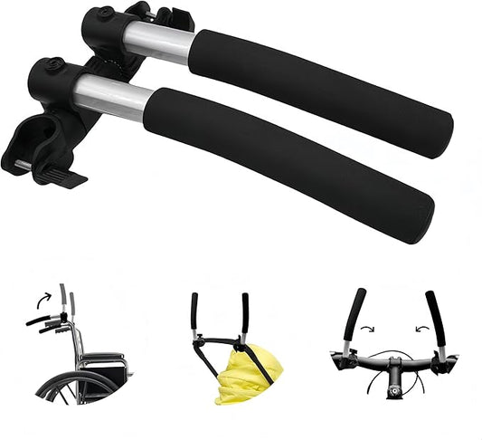 Wheelchair Handle Extenders，Adjustable Stroller Extension Rack，Universal Handlebar Extension Push Bar for Wheel Chair & Indoor Exercise Bike for Adults-2 Pack