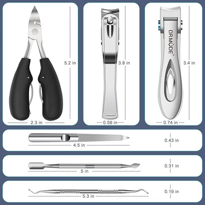 Toenail Clippers for Seniors Thick Toenails - Wide Jaw Opening Large Toe Nail Clippers for Thick Ingrown Nails, Professional Sharp Heavy Duty Nail Clipper Cutter for Mens Seniors with Leather Case