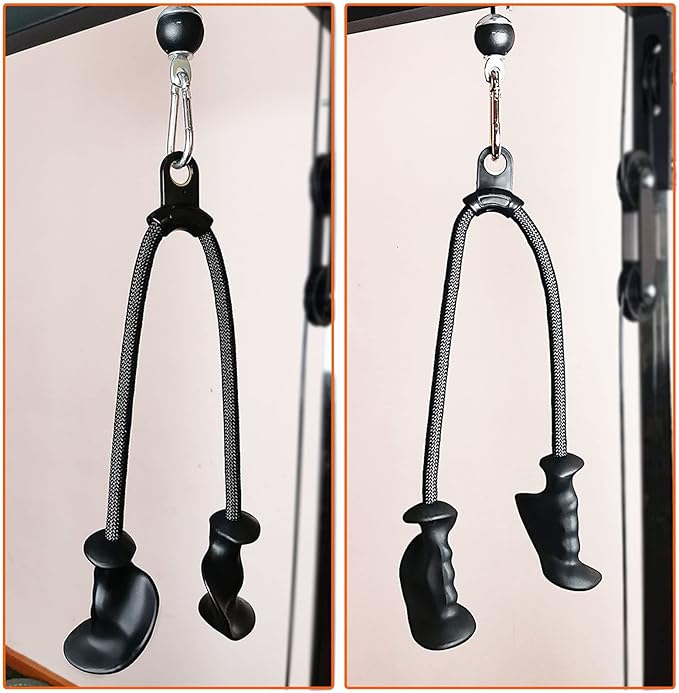 Ergonomic Tricep Rope Pulldown Attachments, Upgraded 27 32 40 & 47 Inch Extra Long Triceps Rope Cable Attachments for Gym, LAT Pull Down Bar for Cable Machine, Tricep Workout Cable Attachments