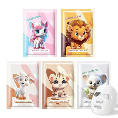 5PCS Animal Face Masks Skincare Face Masks Spa Masks - Natural Ingredients Moisturizing and Protecting Delicate Skin for Winter for Women Girl