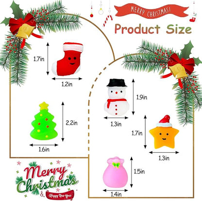 80PCS Random Christmas Mochi Squishy Toys Squishies Christmas Toys for Kids Girls Boys Toddlers Christmas Party Favors, Stress Relief Toys Classroom Prizes Stocking Stuffers Gifts