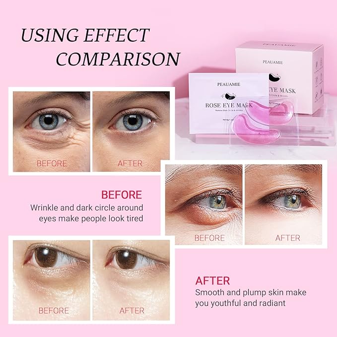 Under Eye Patchs Rose Eye Mask for Dark Circles and Puffiness Wrinkle Eye Bags 30 Pairs