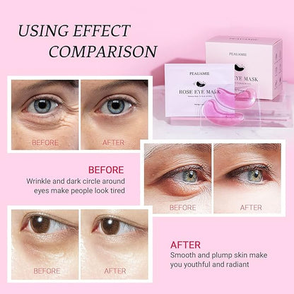 Under Eye Patchs Rose Eye Mask for Dark Circles and Puffiness Wrinkle Eye Bags 30 Pairs