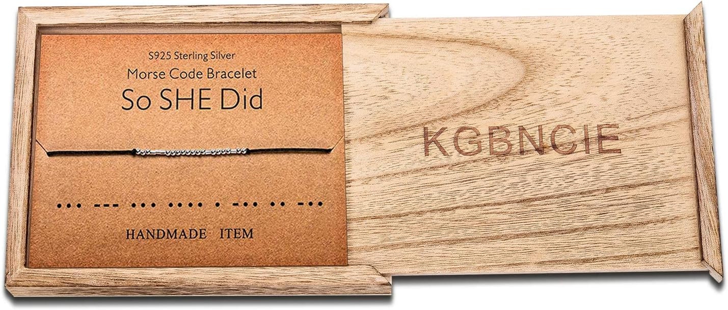 KGBNCIE Morse Code Bracelet for Women Sterling Silver Beads on Silk Cord Secret Message Fuck Friendship Inspirational Encouragement Bracelet Gift for Her