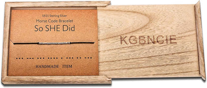 KGBNCIE Morse Code Bracelet for Women Sterling Silver Beads on Silk Cord Secret Message Fuck Friendship Inspirational Encouragement Bracelet Gift for Her
