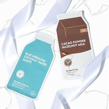 ESW Beauty Cacao Powder – Smoothing Plant-Based Milk Face Mask (6-Pack) – Cacao & Hazelnut for Aging & Sensitive Skin – Plumps, Softens & Promotes Youthful Complexion