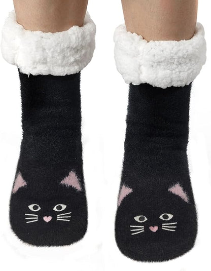 JaosWish Cat Fuzzy Socks Womens Pilates,Postpartum Essentials Non Slip Grip Slippers Hospital Socks for Labor Delivery