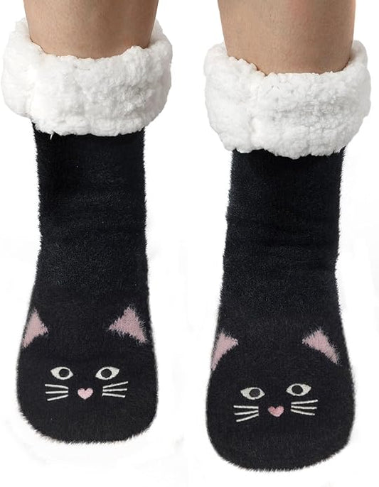 JaosWish Cat Fuzzy Socks Womens Pilates,Postpartum Essentials Non Slip Grip Slippers Hospital Socks for Labor Delivery