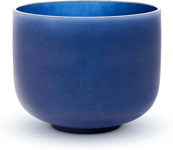 TOPFUND Indigo A Note Crystal Singing Bowl 7 inch Third Eye Chakra with Suede Mallet