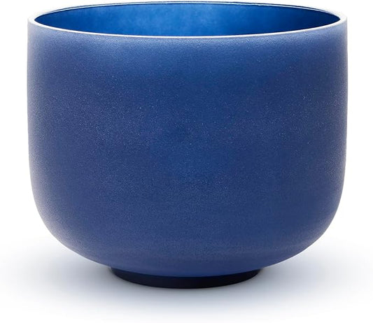 TOPFUND Indigo A Note Crystal Singing Bowl 7 inch Third Eye Chakra with Suede Mallet
