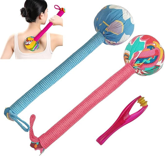 Wormwood Hammer, Manual Massage Hammer, Full Body Massage, Relieve Muscle Pain, Open Meridian. (Sky Blue/Red)