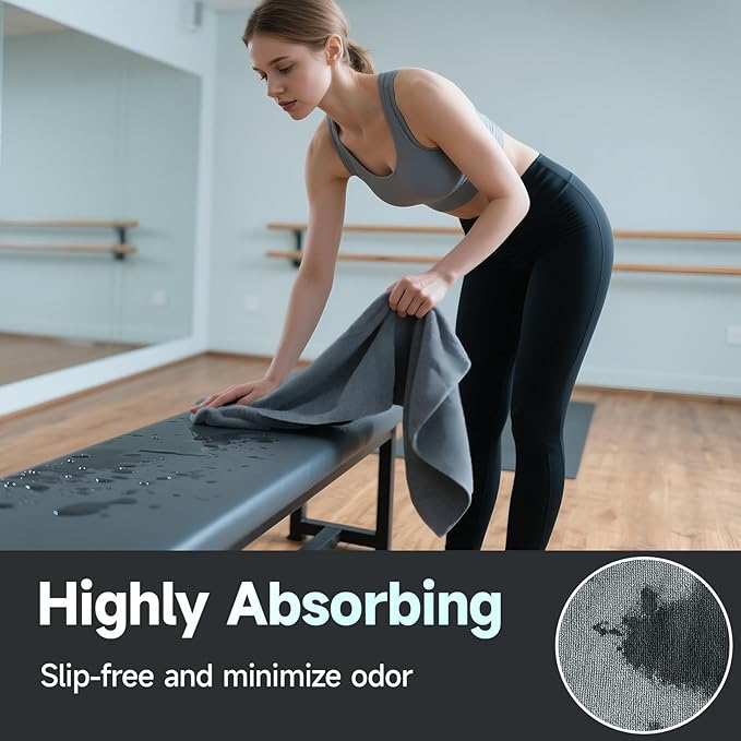 Yoga Mat Towel - Non-Slip Microfiber for Hot Yoga & Pilates | Super Absorbent, Lightweight & Machine Washable 72"x25" (2 Pack Gray)