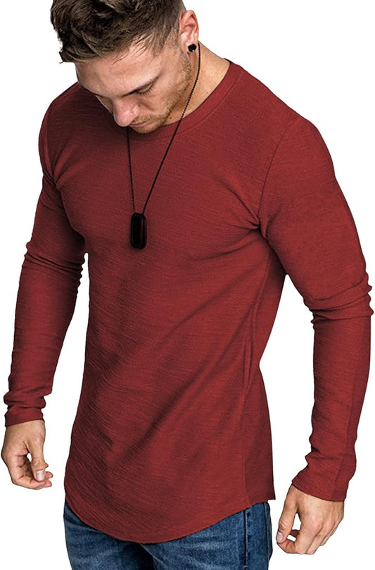 COOFANDY Men 2 Pack Muscle Fitted T Shirt Gym Workout Athletic Long Sleeves Tee
