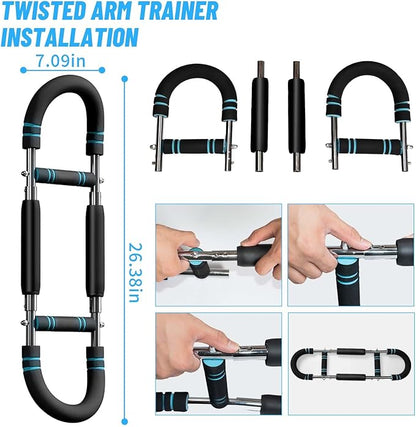 Twister Arm Trainer, 44–88lb Adjustable Resistance Chest Exerciser with Dual Spring, Portable Detachable Arm Strength Training Equipment for Upper Body Workouts at Home