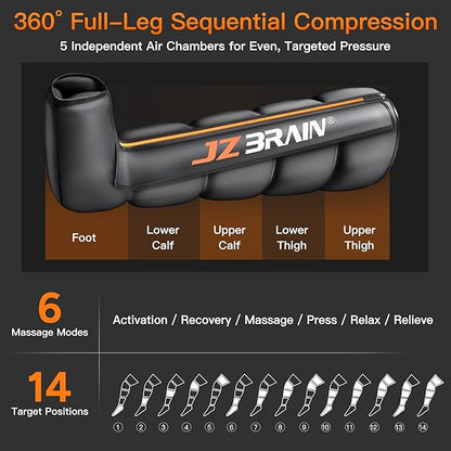 Air Compression Leg Recovery Boots : Dual-Power Sequential Compression System Device with Smart Pressure Sensor - 6 Modes & 14 Positions Foot and Leg Massage for Athletes & Gym (Small)