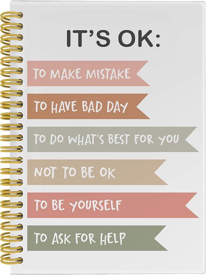 It's OK to not Be OK Mental Health Journal, Mental Health Gifts, Therapy Journal Notebook for Mental Health, Mental Health Journal for Women, Spiral Notebook 5.5x8.3 with 164 Pages