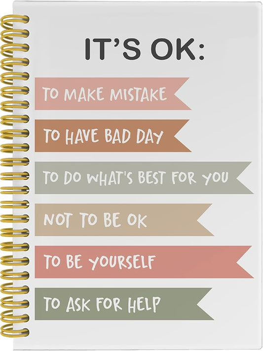 It's OK to not Be OK Mental Health Journal, Mental Health Gifts, Therapy Journal Notebook for Mental Health, Mental Health Journal for Women, Spiral Notebook 5.5x8.3 with 164 Pages