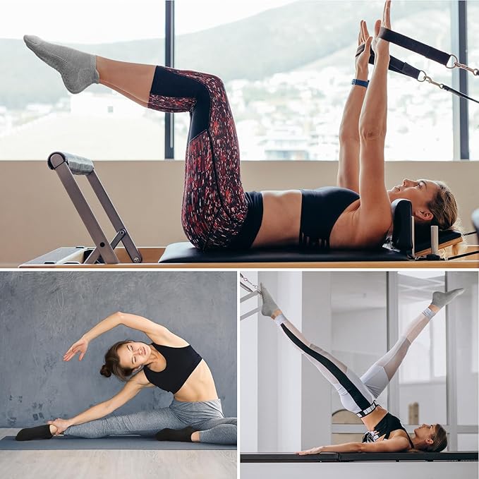 Pilates Socks for Women, Cushioned Ankle Grippy Non Slip Socks for Yoga, Hospital, Barre, Sports Home Slipper 2/4 Pairs