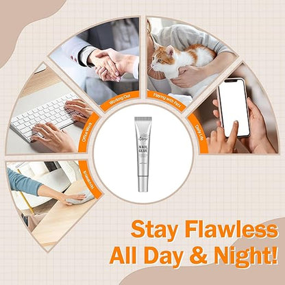10g Nail Glue for Press On Nails - Super Strong, Quick Drying, Long Lasting Adhesive for Fake Acrylic Nails & Tips, No UV Light Needed, Includes Nail Glue Remover for Press On Tips