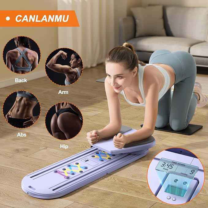 Pilates Board,Multifunctional Rebound Abdominal Board,Foldable Pilates Reformer Set, Ab Core Trainer Machine,Ab Exercise Board,Abs Workout Equipment for Women Home Gym Equipment