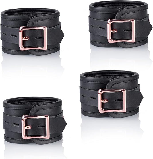 Soft Adjustable Straps Set PU Leather Kit for Hand-Wrist-Ankle Home Gym Sports