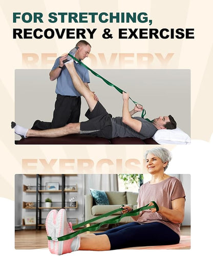 Trideer Stretching Strap Yoga Strap Physical Therapy for Home Workout, Exercise, Pilates and Gymnastics, 10 Loops Non-Elastic Stretch Bands with Aesthetic Packaging for Women & Men