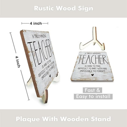 Decorative Desk Decor Motivational Teacher Gift Positive Thank You Gifts Teacher Appreciation Gifts Plaque with Wooden Stand Inspirational Wood Sign for Coach Teacher Coworker Home Office Table Shelf
