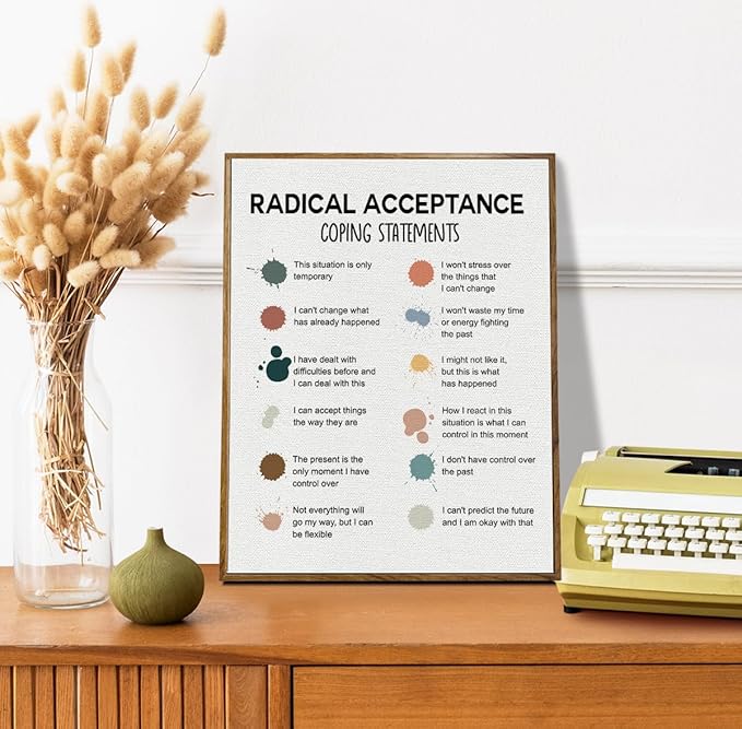 Mental Health Décor, Mental Health Wall Art, Mental Health Posters, School Counselor Supplies, Framed Canvas Wall Art, DBT Poster, Therapist Office Decor, Radical Acceptance Canvas Poster 12x15