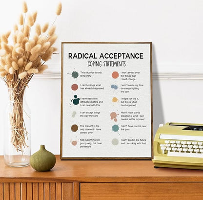 Mental Health Décor, Mental Health Wall Art, Mental Health Posters, School Counselor Supplies, Framed Canvas Wall Art, DBT Poster, Therapist Office Decor, Radical Acceptance Canvas Poster 12x15
