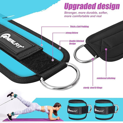 Ankle Strap for Cable Machine, Gym Ankle Cuff for Kickbacks, Leg Extensions, Glute Workouts, Booty Hip Abductors Exercise for Women and Men